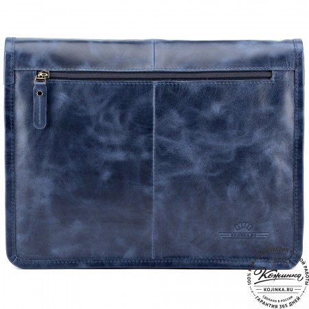 Кожаная сумка "Винсент" (синий  антик)