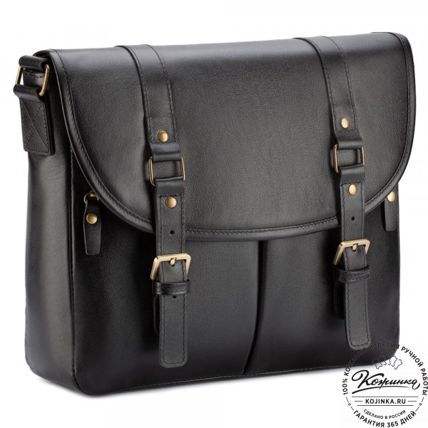 Кожаная сумка "Командор" (чёрная). фото 1