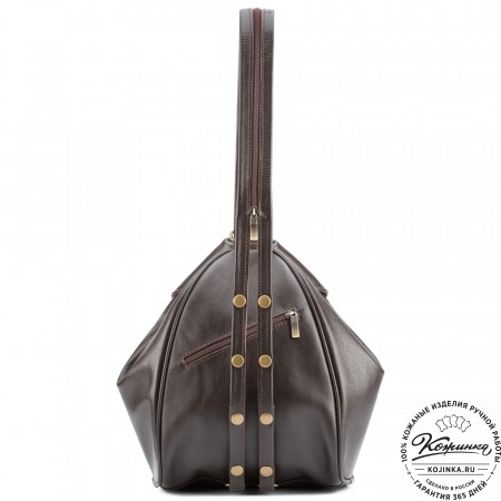 Кожаный рюкзак-сумка "Микки" (тёмно-коричневый)