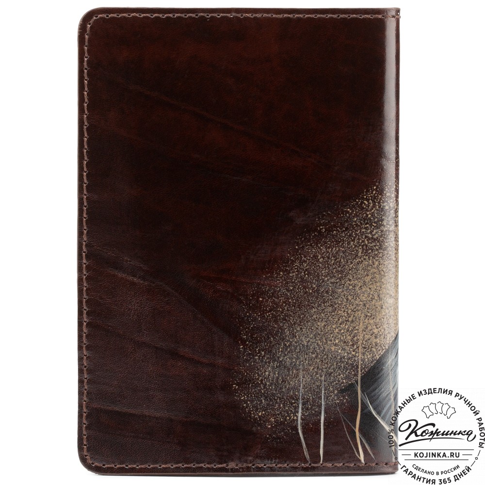 Кожаная обложка на паспорт "Пантера" (коричневая)