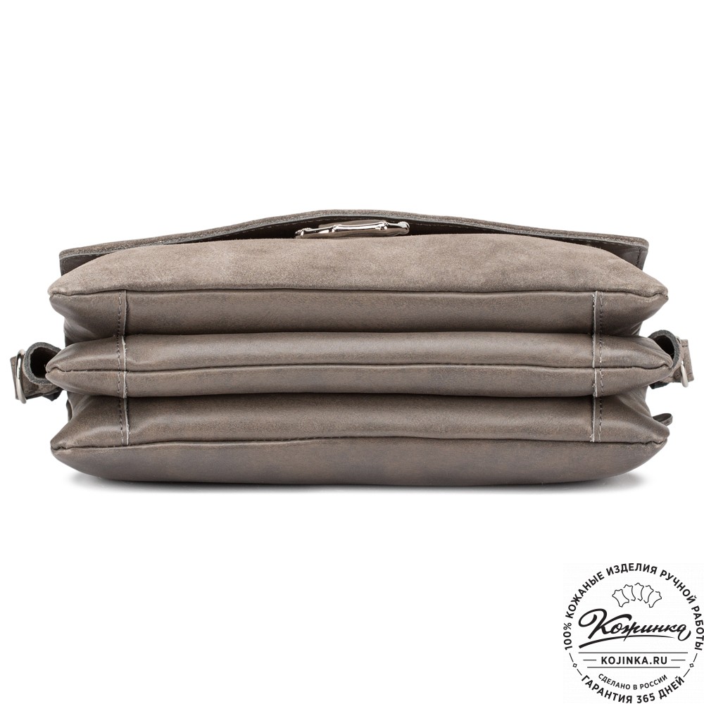 Женская сумка из кожи и замши "Мишель" (серая)