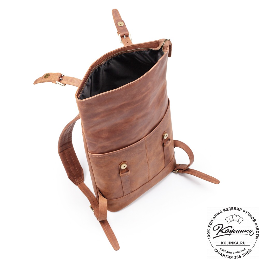 Кожаный рюкзак "Бэнжамин" (коричневый крейзи)