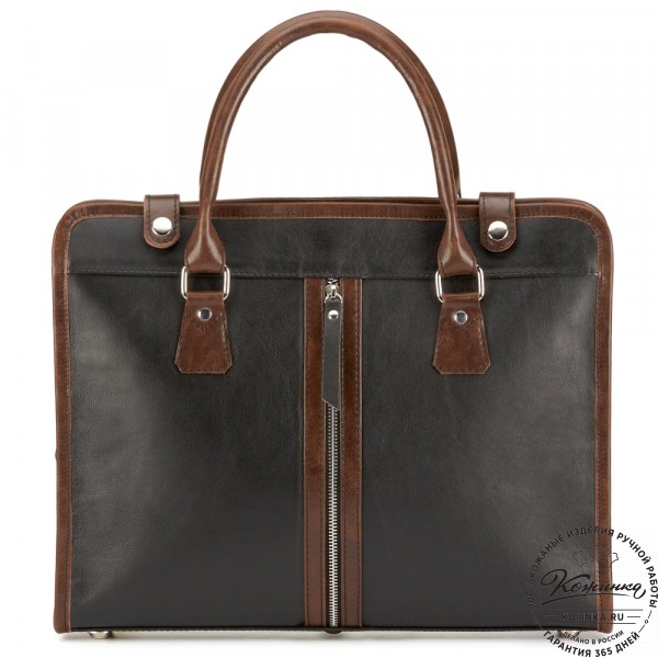 Кожаная деловая сумка "Юстин" (чёрная). фото 1