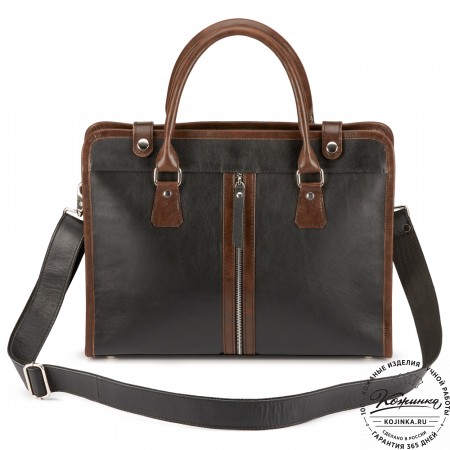 Кожаная деловая сумка "Юстин" (чёрная)