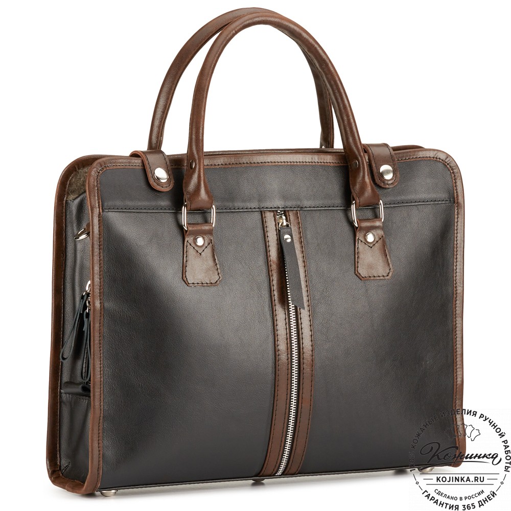 Кожаная деловая сумка "Юстин" (чёрная)