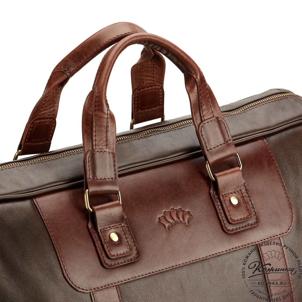 Кожаная дорожная сумка "Ирландия" (коричневая гладкая кожа)