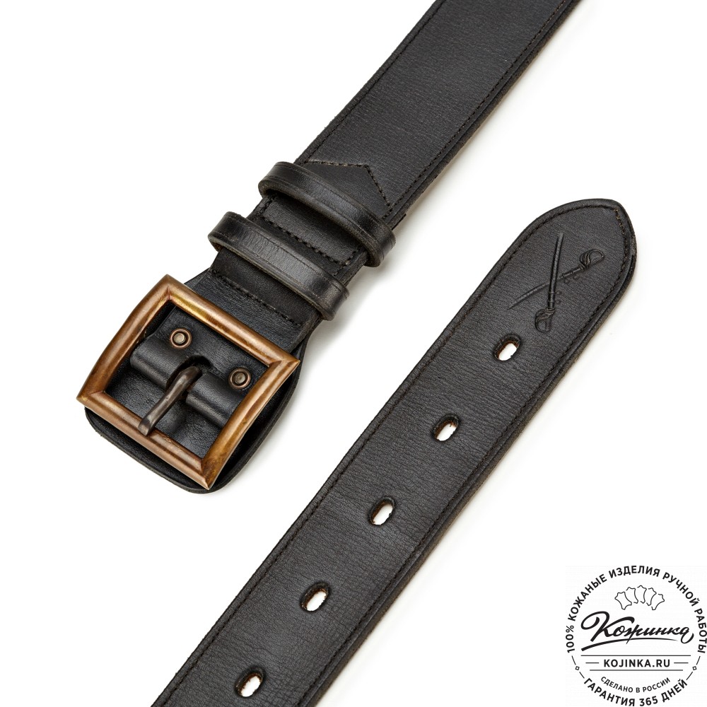 Кожаный мужской ремень Милитари (чёрный)