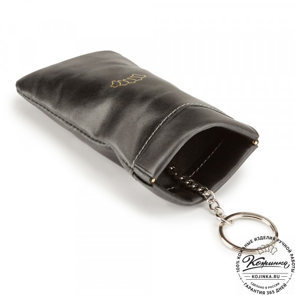 Кожаная ключница "Бельгия" (чёрная). фото 1