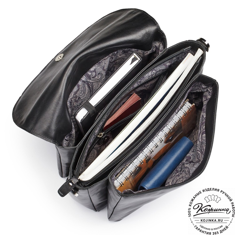 Кожаная женская сумка "Кейт" (чёрная)