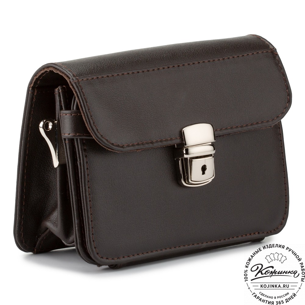 Кожаная барсетка "Гевара" (тёмно-коричневая)