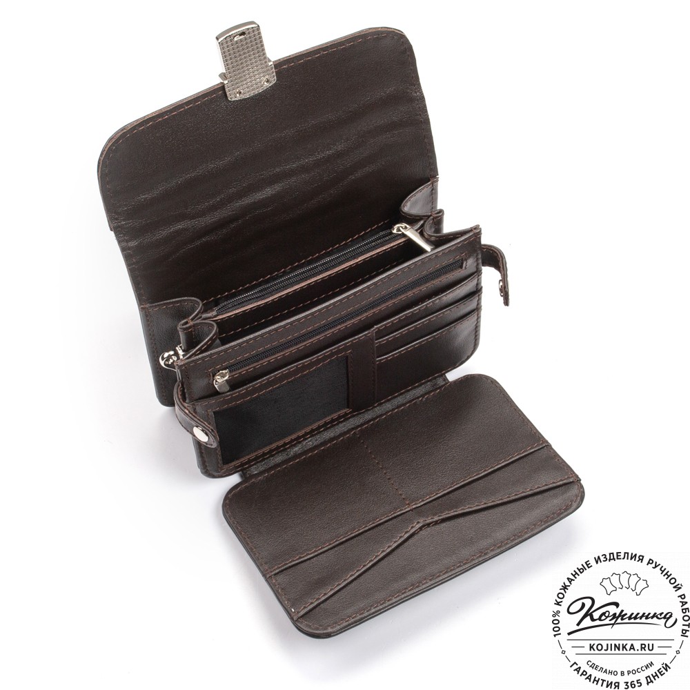 Кожаная барсетка "Гевара" (тёмно-коричневая)