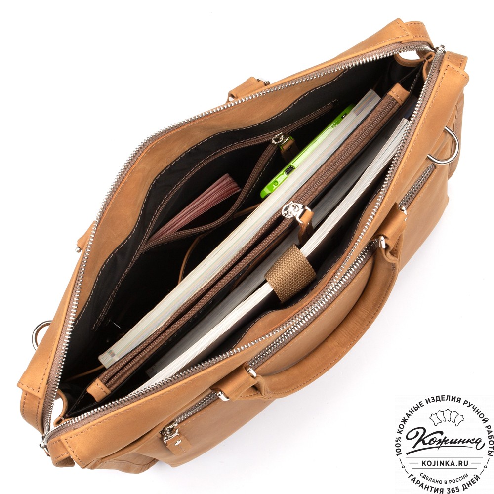 Кожаная деловая сумка "Вильямс" (коричневый крейзи) 