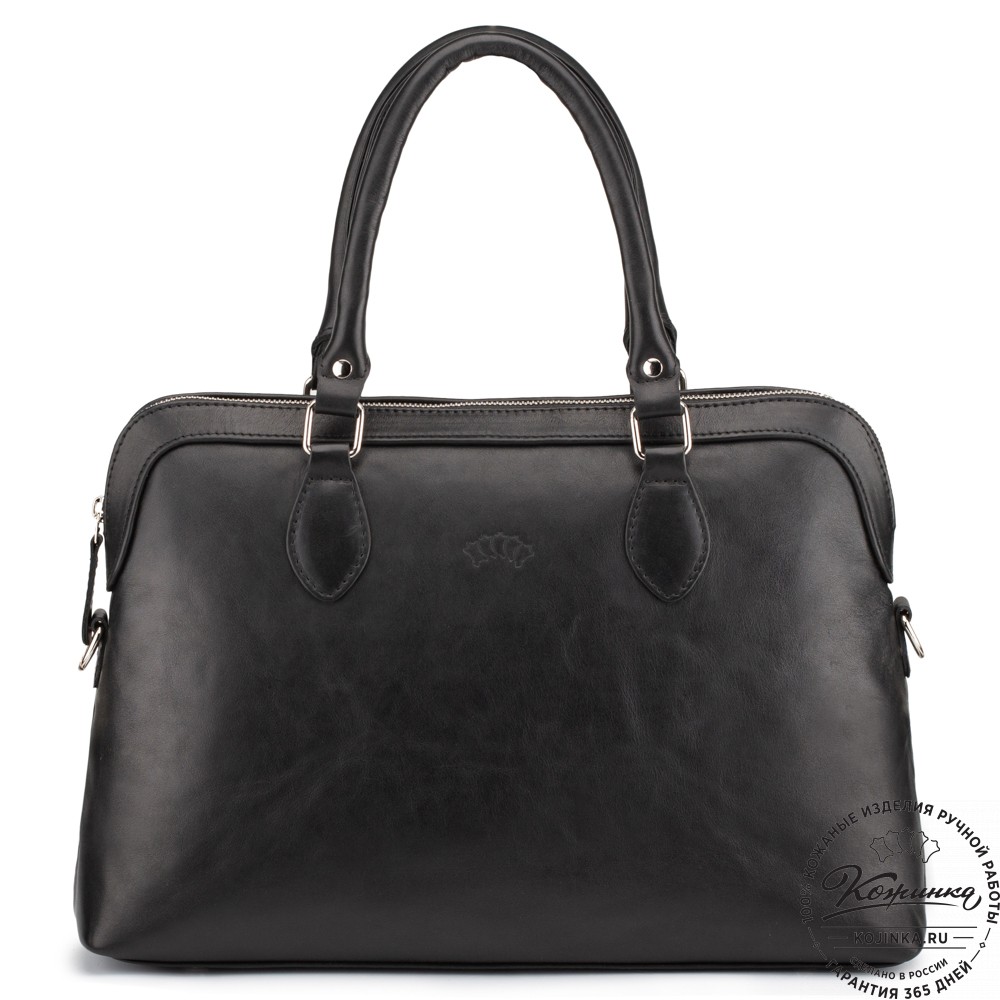 Женская кожаная сумка "Аврора" (чёрная гладкая кожа)