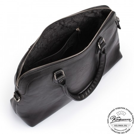 Женская кожаная сумка "Аврора" (чёрная гладкая кожа)