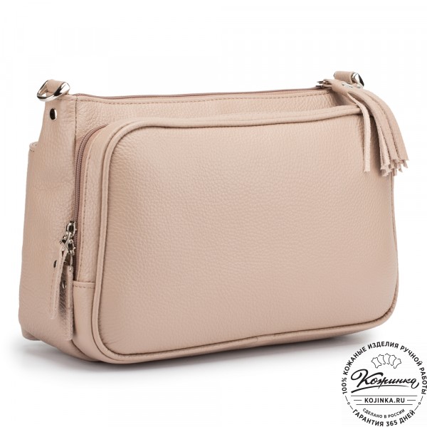 Женская кожаная сумка "Эмма" (бежевая). фото 1