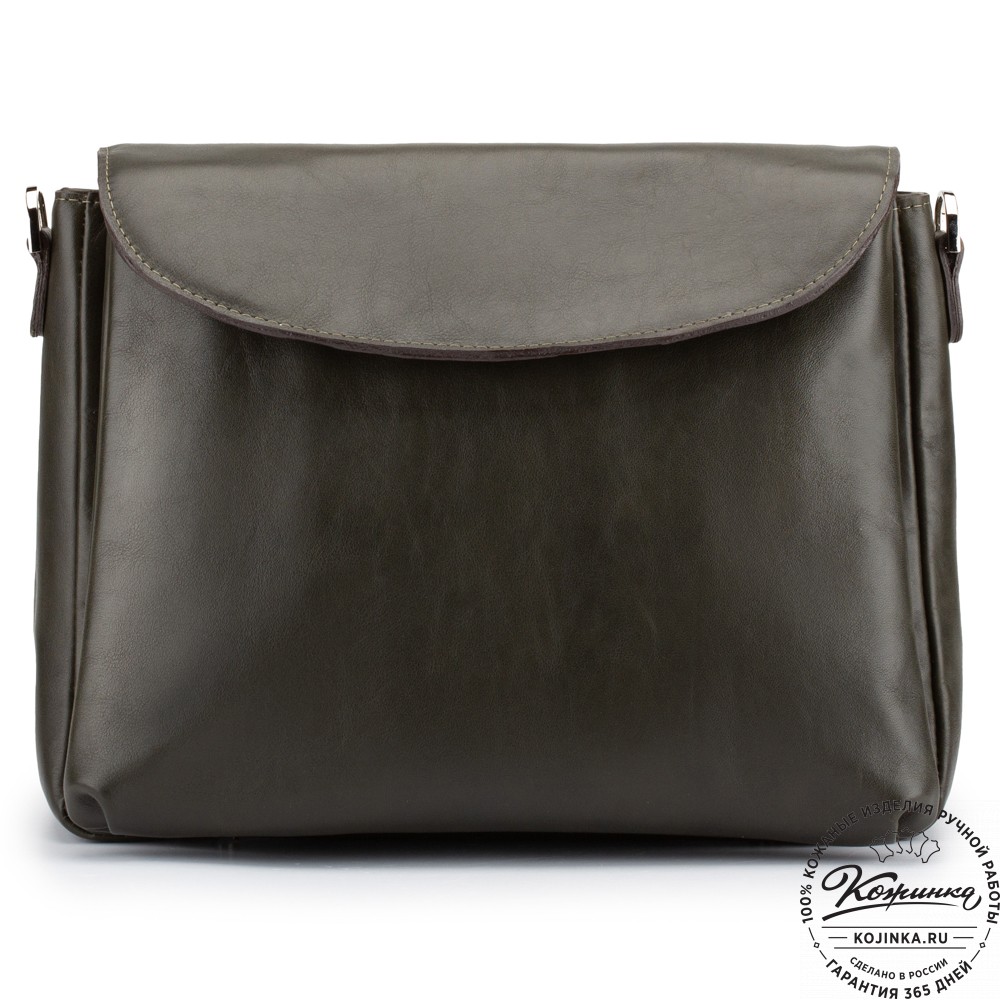 Кожаная женская сумка "Кейт" (хаки гладкая кожа)