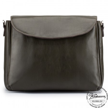 Кожаная женская сумка "Кейт" (хаки гладкая кожа)