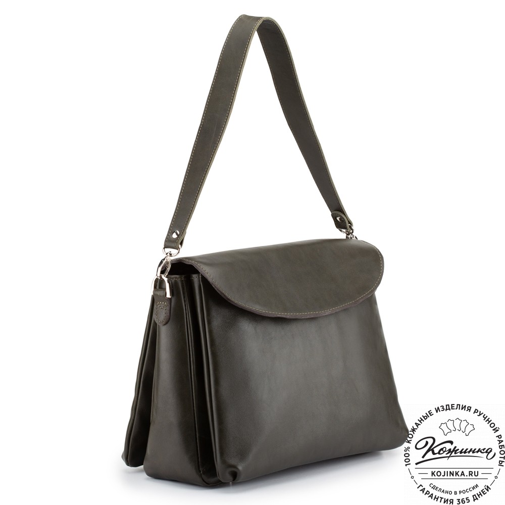 Кожаная женская сумка "Кейт" (хаки гладкая кожа)
