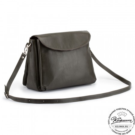 Кожаная женская сумка "Кейт" (хаки гладкая кожа)