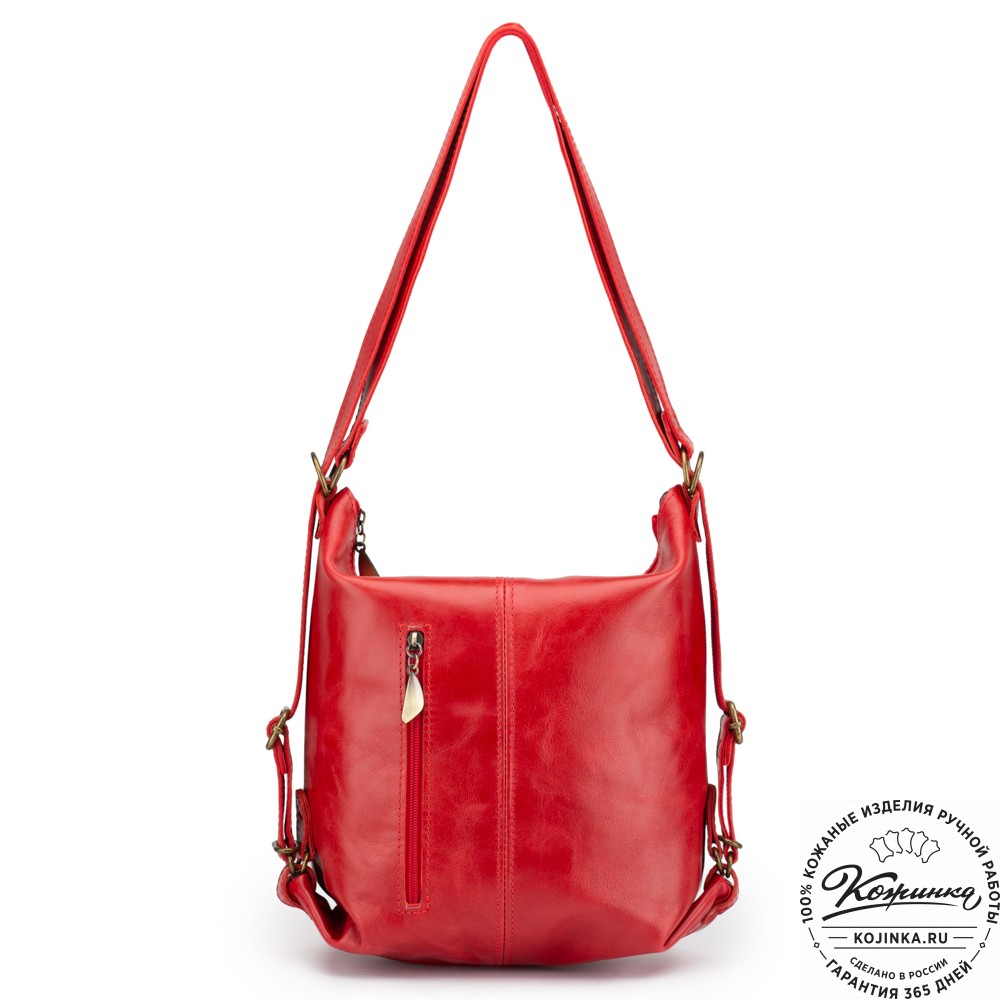 Женская кожаная сумка-рюкзак "Ника" (красная)