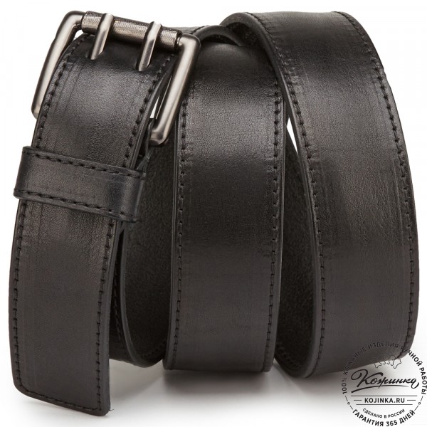 Кожаный ремень "Чарльз" (чёрный). фото 1