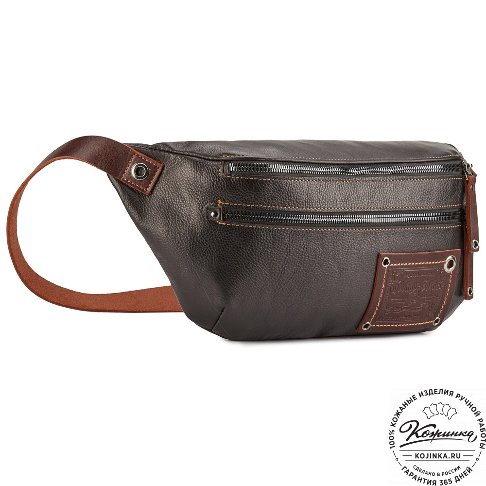 Кожаная нагрудная сумка "Мельбурн" (черная)