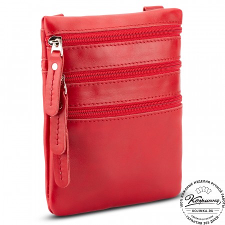 Кожаная сумка "Аллен макси" (красная)