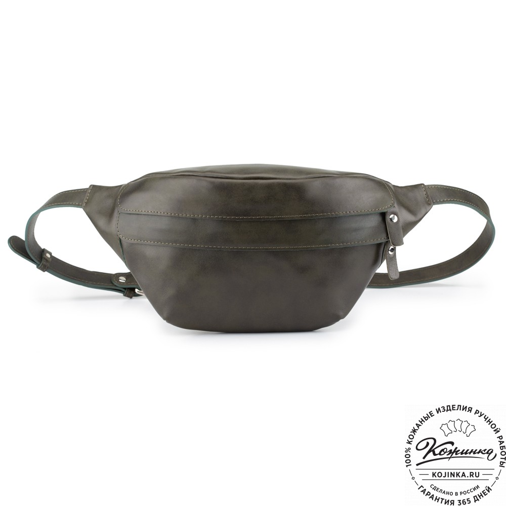 Кожаная сумка на пояс "Камиль" (хаки гладкая кожа) 