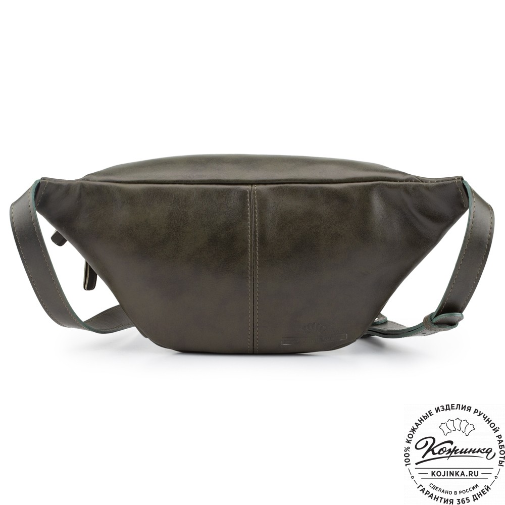 Кожаная сумка на пояс "Камиль" (хаки гладкая кожа) 