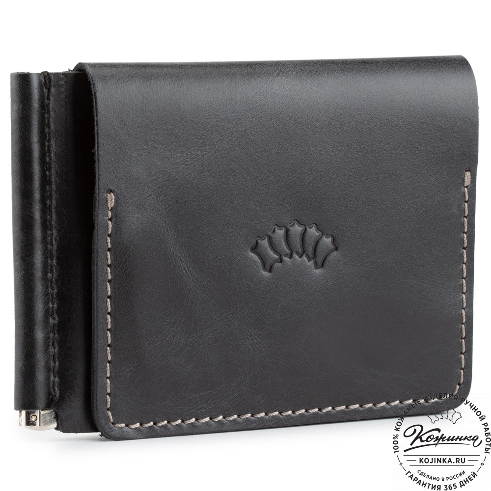 Кожаный зажим для денег "Кения" (чёрный)