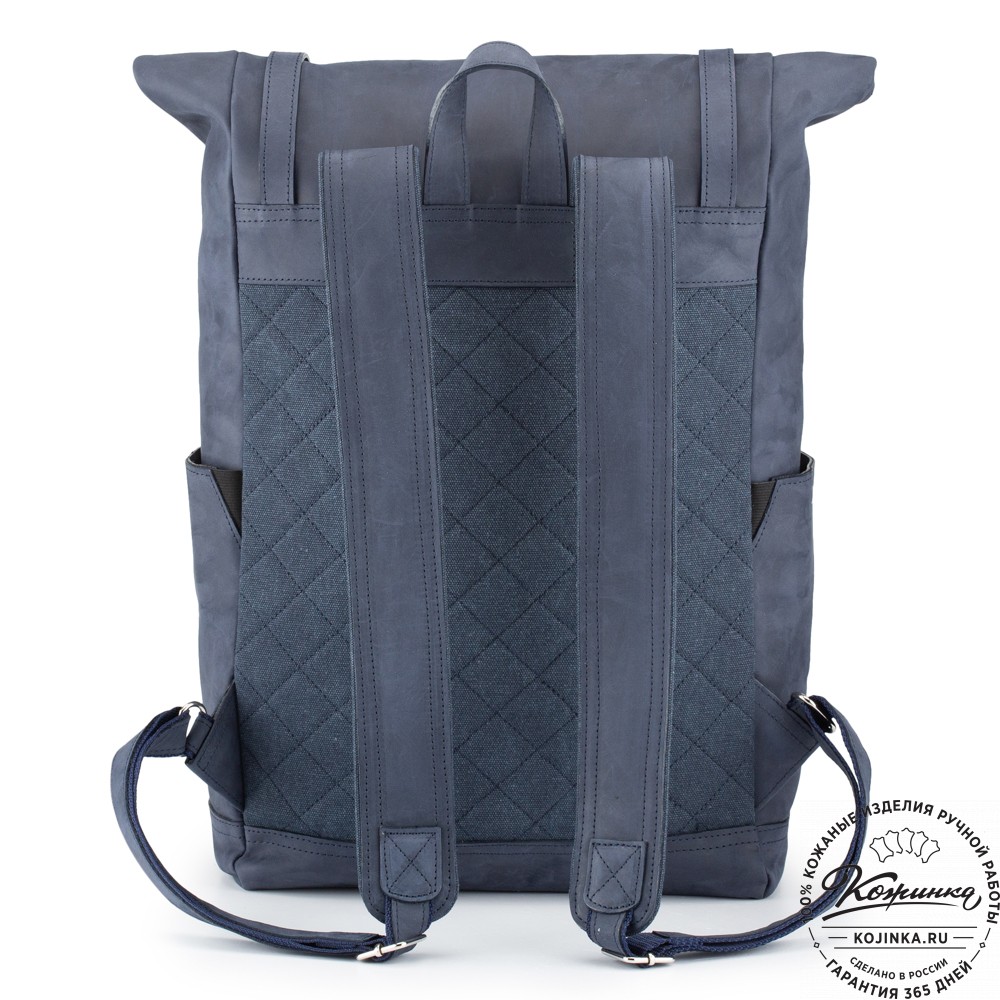 Мужской кожаный рюкзак "Орландо" (синий крейзи)