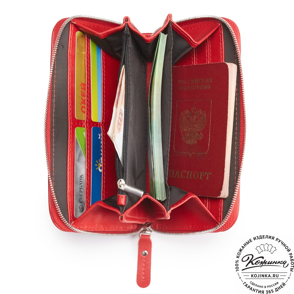 Кожаный клатч "Картер" (красная гладкая кожа) 