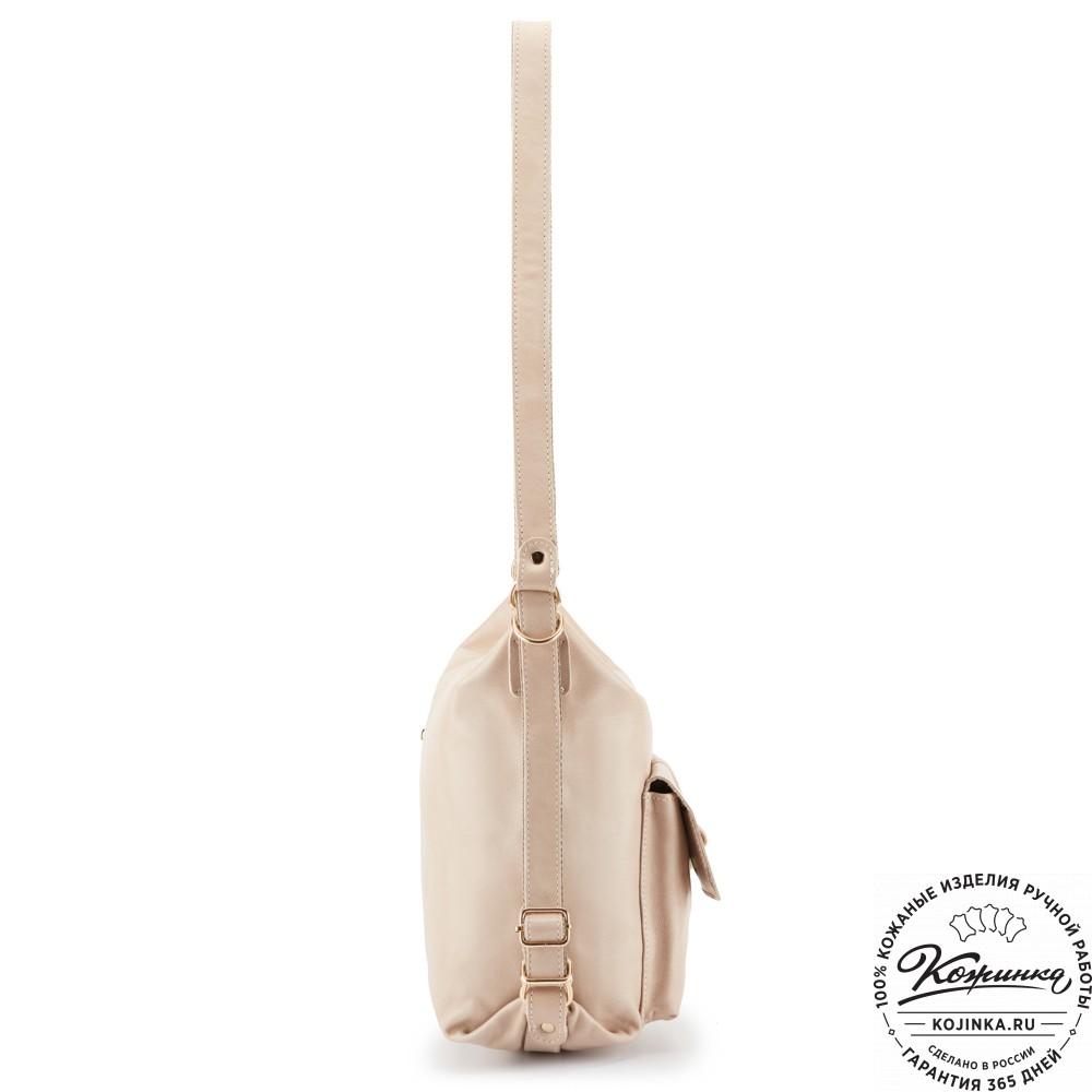 Женская кожаная сумка-рюкзак "Ника" (бежевая)