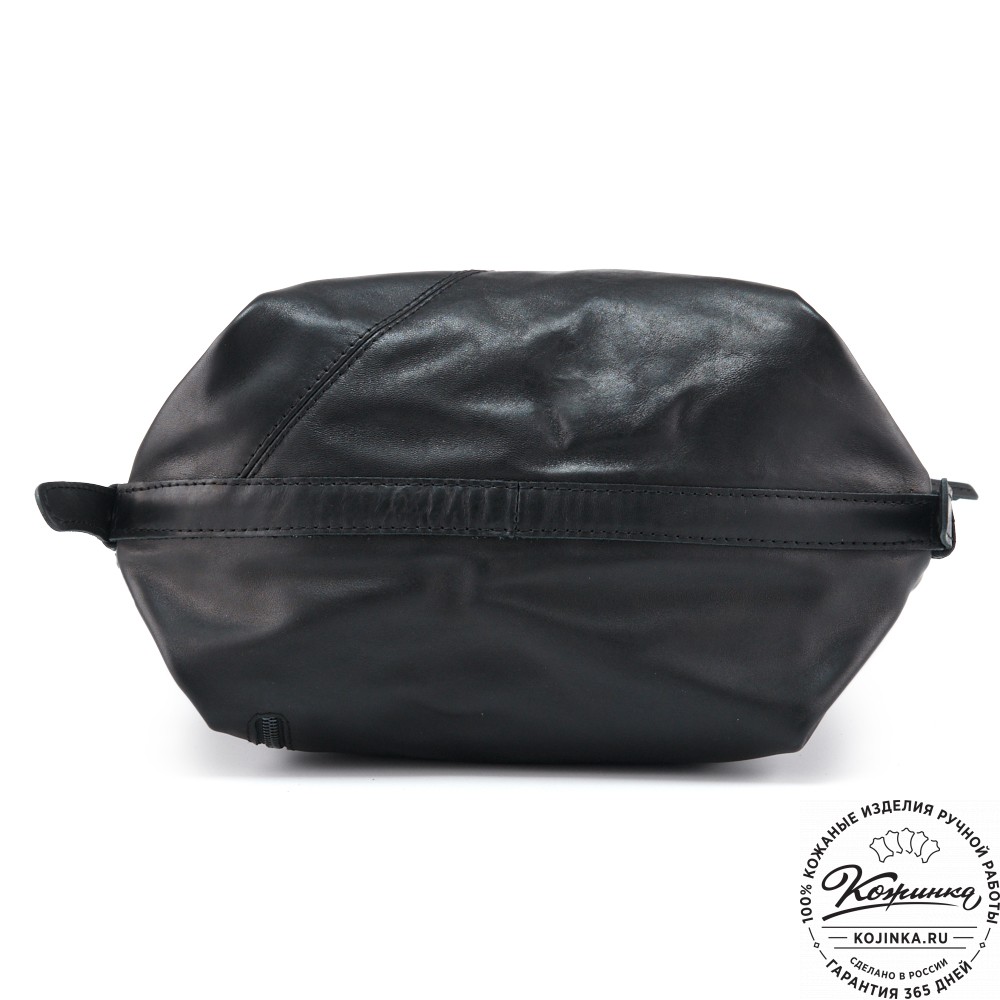 Женская кожаная сумка "Эмилия" (чёрная с синим)