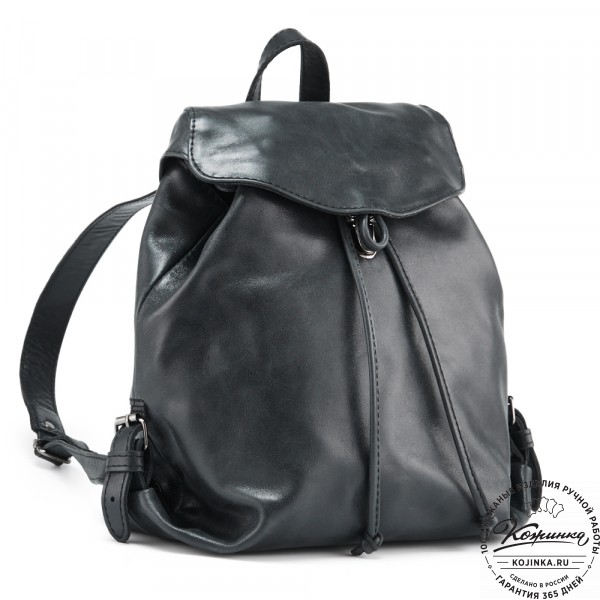 Женский кожаный рюкзак "Паулина" (чёрный). фото 1