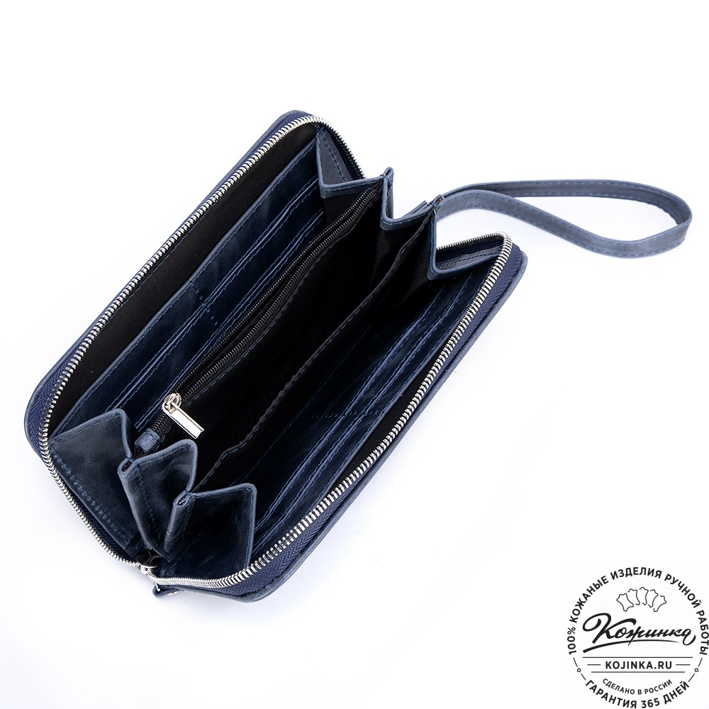 Кожаный клатч "Картер" (синий антик) 