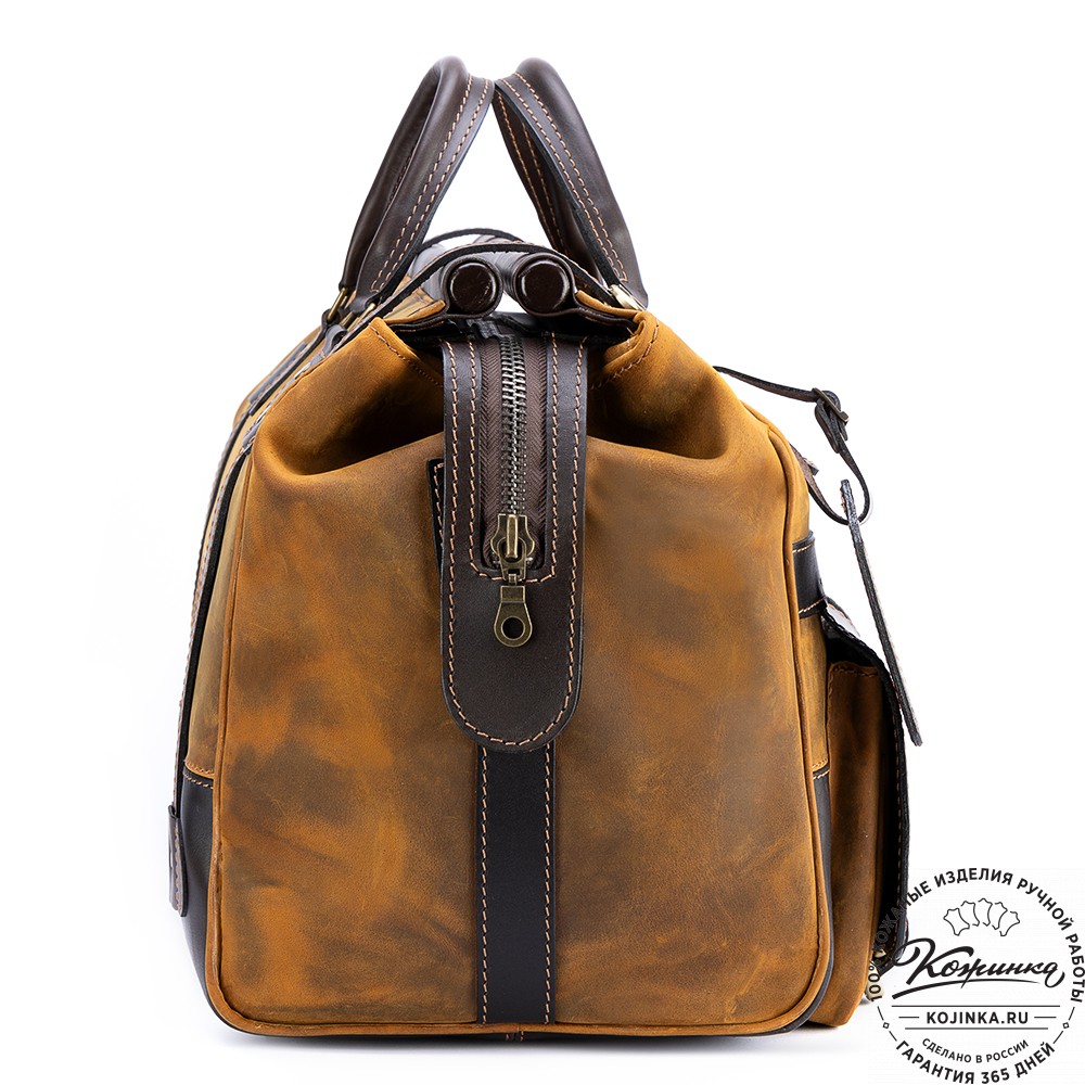Кожаный дорожный саквояж "Большой" (рыжий крейзи)