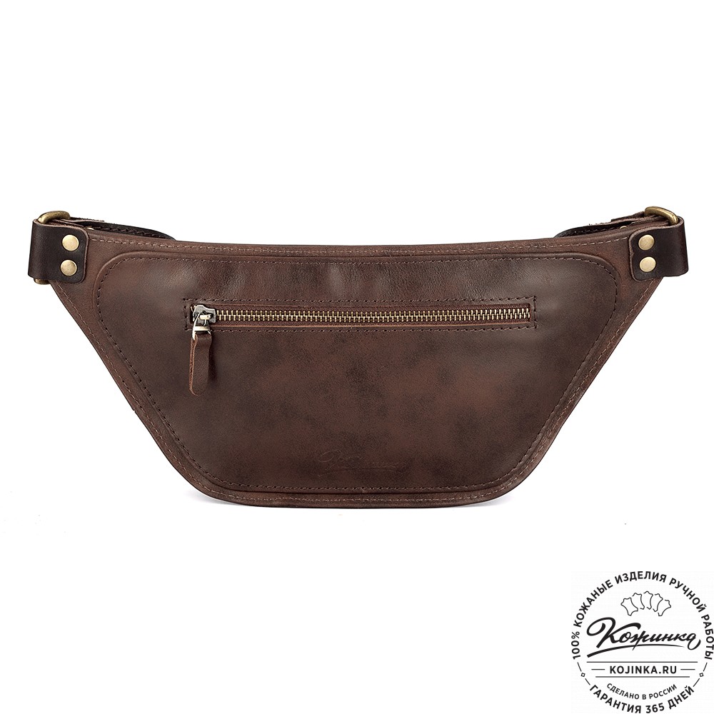 Кожаная сумка на пояс "Рики" (коричневая гладкая кожа)