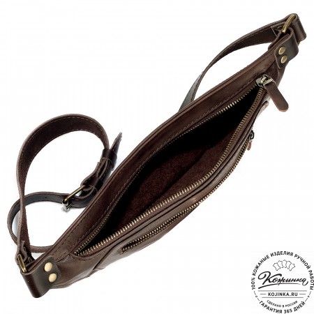 Кожаная сумка на пояс "Рики" (коричневая гладкая кожа)