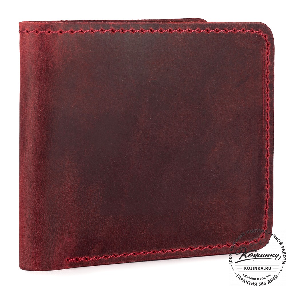 Кожаный бумажник "Рокки" (красный крейзи)