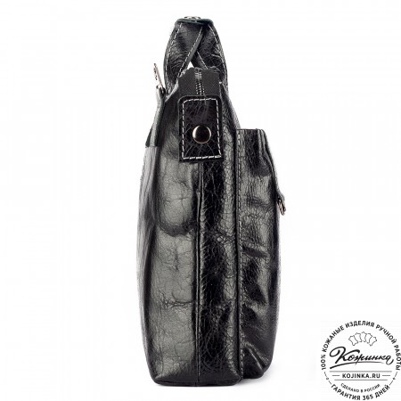 Кожаная деловая сумка "Стюарт" (глянец чёрный)