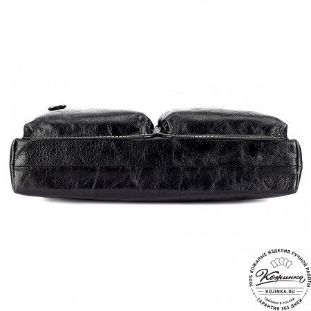 Кожаная деловая сумка "Стюарт" (глянец чёрный)