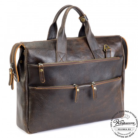 Кожаная деловая сумка "Марк" (коричневый эксклюзив)