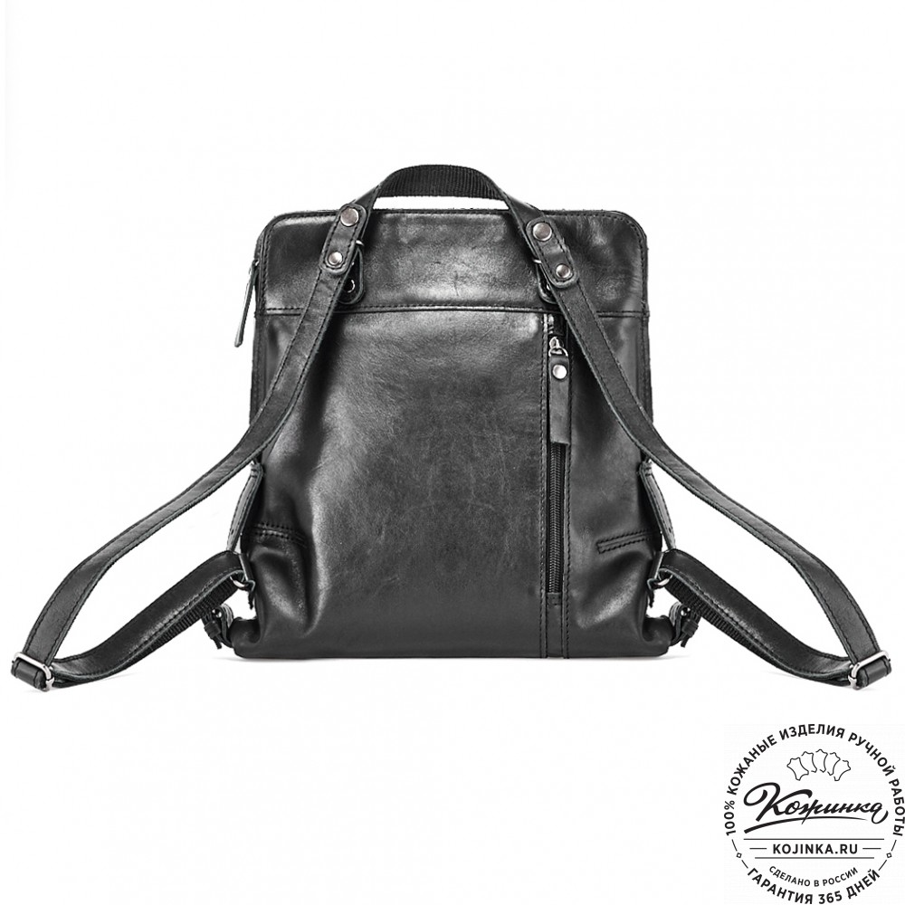 Женский кожаный рюкзак "Салоники" (чёрный)