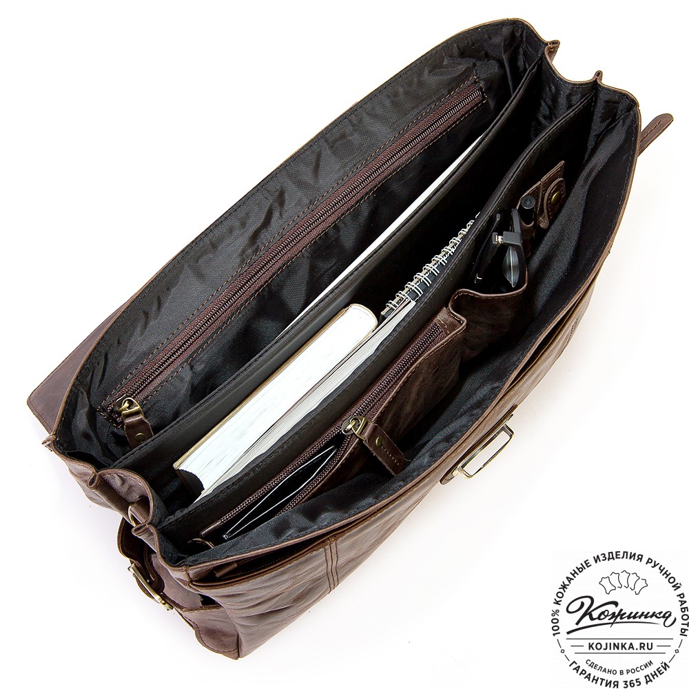 Кожаный портфель "Борменталь" (тёмно-коричневый антик)