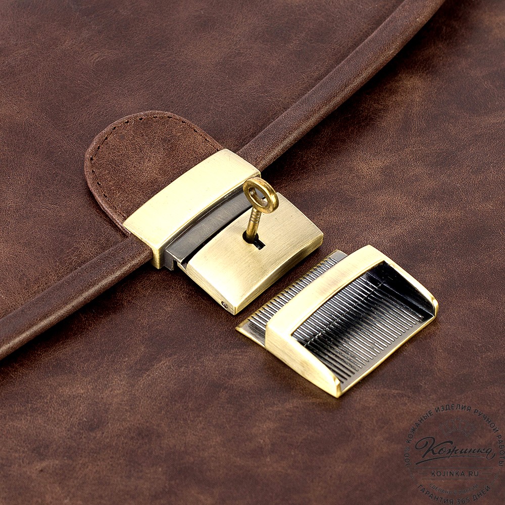 Кожаный портфель "Брест" (тёмно-коричневый антик)