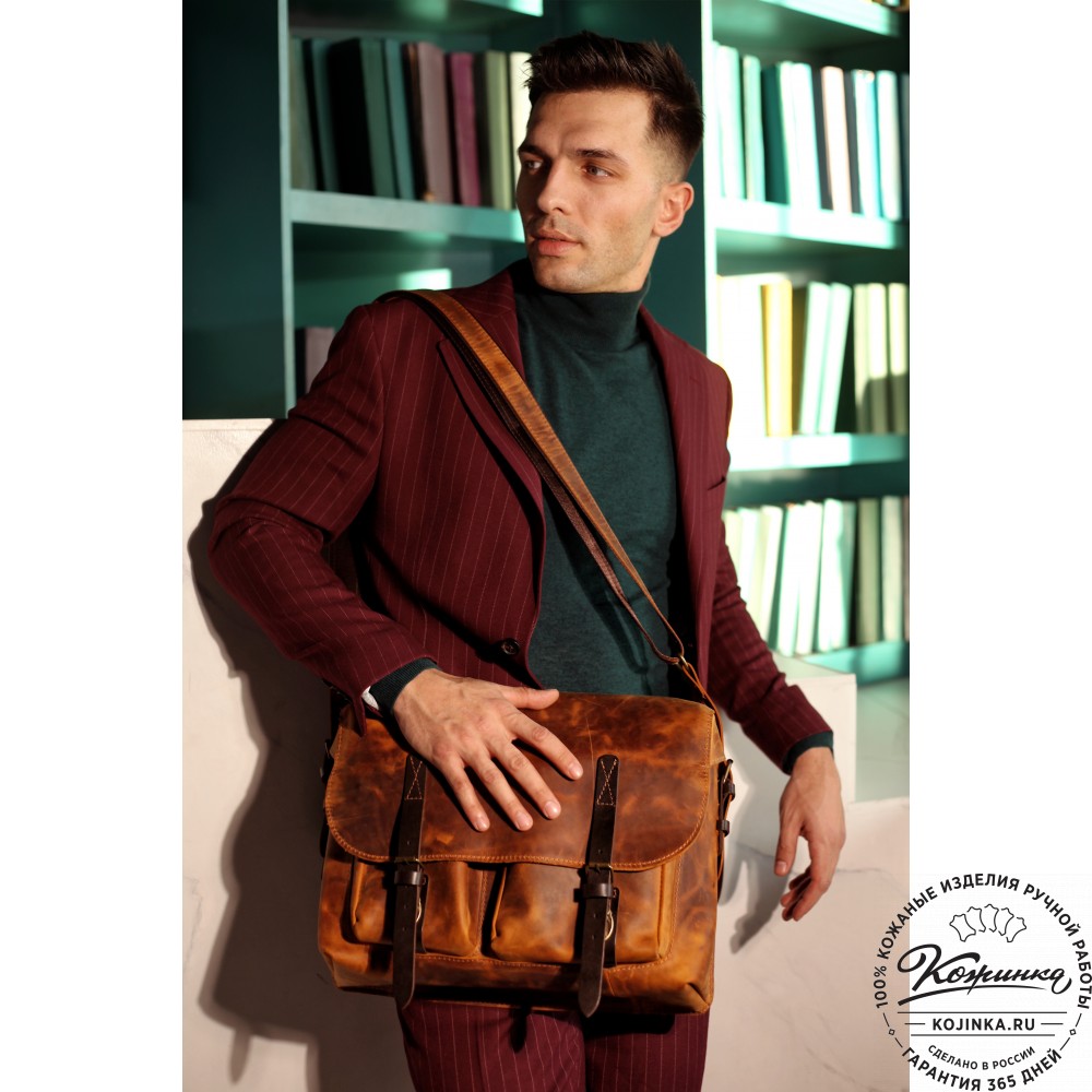 Кожаная сумка "Форман" (изумруд крейзи)