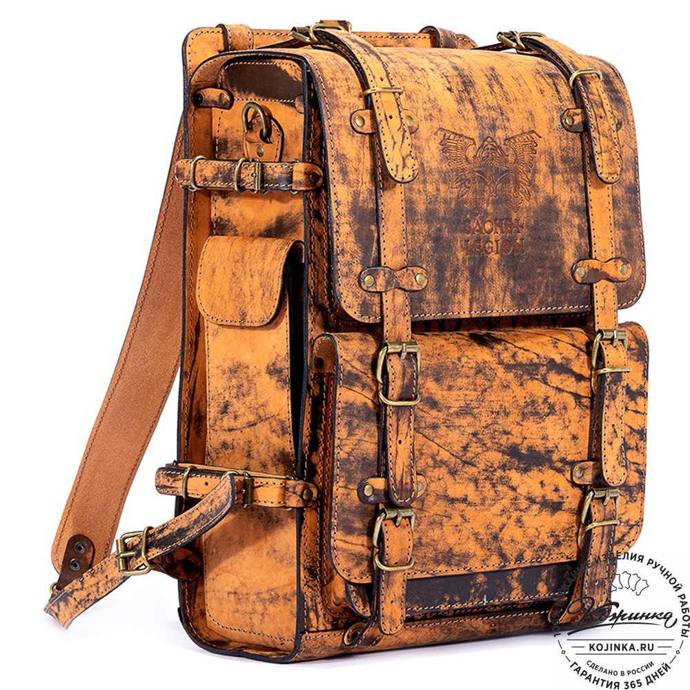 Мужской кожаный рюкзак "Легион" (старение рыжее)