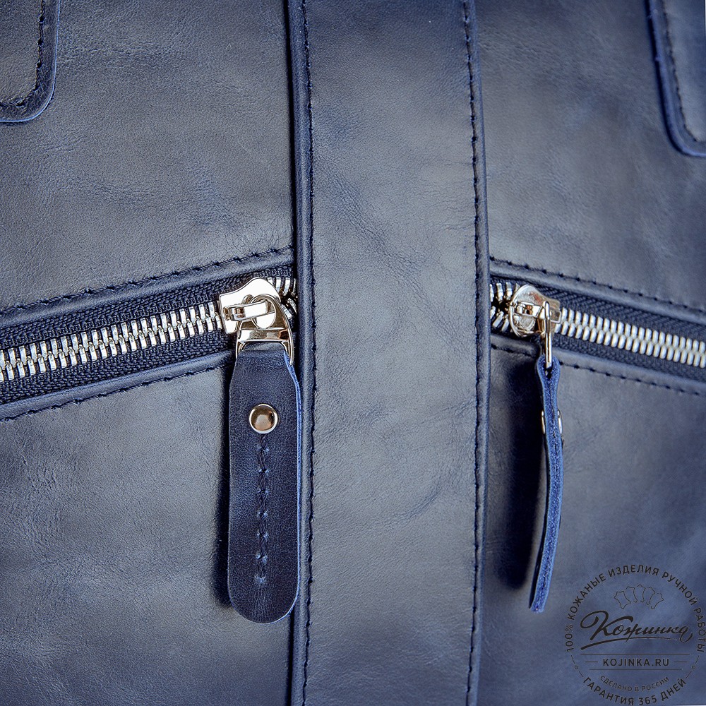 Кожаная деловая сумка "Окленд нью" (синий антик)