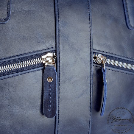 Кожаная деловая сумка "Окленд нью" (синий антик)